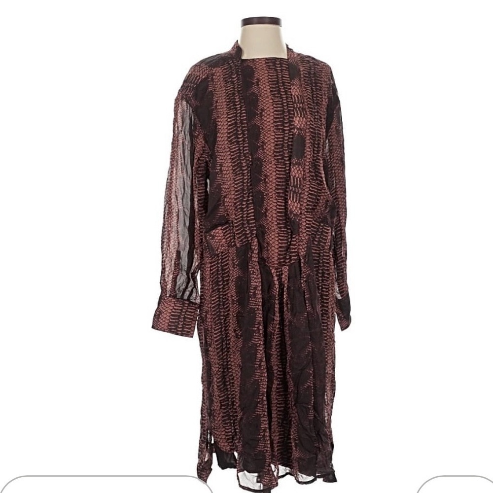 Chic Long Sleeve Sheer Dress in Black and Pink